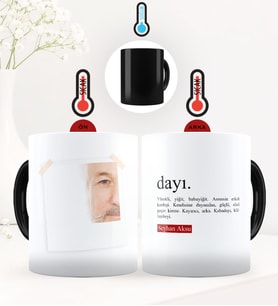 BK Gift Kişiye Özel Fotoğraflı Dayı Anlamı Sihirli Kupa Bardak - 2 (Siyah)