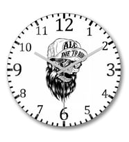Beard Skull Duvar Saati Bombeli Gercek Cam
