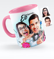 BK Gift Kişiye Özel Evleniyoruz Karikatürlü Pembe Kupa Bardak  9