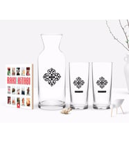 BK Gift Kişiye Özel Renkli Baskılı İsimli İkili Rakı Bardağı Karaf ve Cep Kitabı Hediye Seti-119 (Model 1)