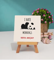 Sevimli Panda Dekoratif Taş Baskı