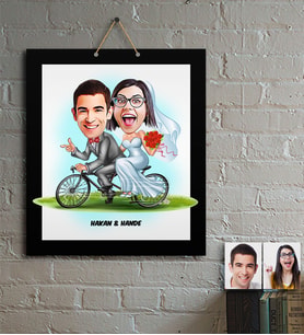 BK Gift Kişiye Özel Evleniyoruz Karikatür Ahşap Tablo  3