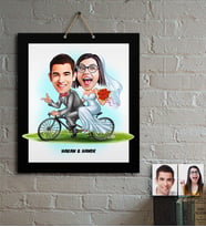 BK Gift Kişiye Özel Evleniyoruz Karikatür Ahşap Tablo  3