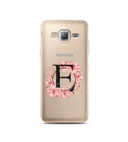 Pembe Çiçekli Harf Tasarım Süper Şeffaf Silikon Telefon Kılıfı Samsung J3 (2016)