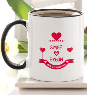 BK Gift Kişiye Özel Siyah Kupa Bardak Sevgililer Günü Temalı 56