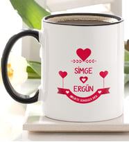 BK Gift Kişiye Özel Siyah Kupa Bardak Sevgililer Günü Temalı 56