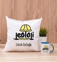 Jeoloji Mühendisi Kare Yastık ve Mavi Kupa Bardak