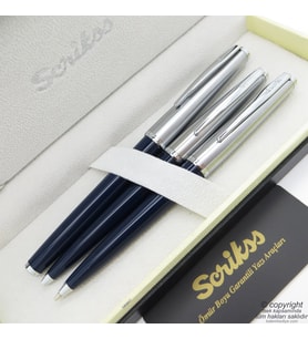 Scrikss 78 3'lü Set Lacivert  Roller Kalem + Tükenmez Kalem + Versatil Kalem Seti  Scrikss Metropolis  İsme Özel Kalem  Hediye Kalem