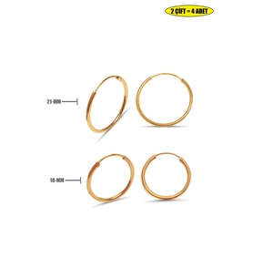 2'li Halka Rose Kaplama Bayan Gümüş Küpe 21/18 mm
