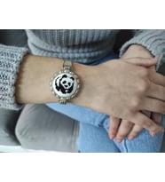 Panda İşlemeli Kanaviçe Bileklik
