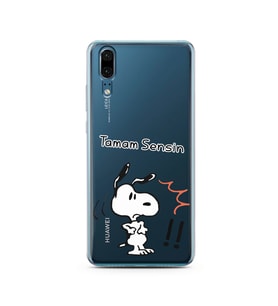 Snoopy Tasarımlı Süper Şeffaf Silikon Telefon Kılıfı Huawei P20 
