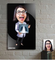 BK Gift Kişiye Özel Bayan Radyolojist Karikatür Ahşap Tablo - 1