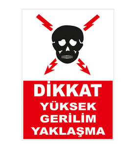 MIGNATIS - Dikkat Yüksek Gerilim Yaklaşma Levhası - Sac Malzeme 35x50cm
