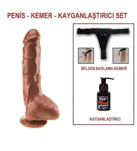 LilituShop 25 cm Belden Bağlamalı Realistik Vantuzlu Melez Dildo Penis