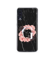 Mermer Çiçekli Harf Tasarım Süper Şeffaf Silikon Telefon Kılıfı Samsung A50 G-Ha