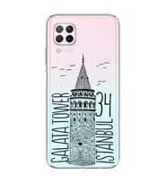 Galata Tasarımlı Süper Şeffaf Silikon Telefon Kılıfı Huawei P40 Lite