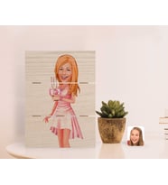 BK Gift Kişiye Özel Kadın Karikatürlü Otantik Masaüstü Ahşap Palet Çerçeve-41 (Beyaz)