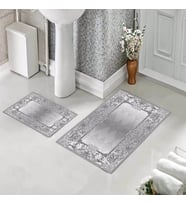 Banyo Halısı Ikili Klozet Takımı Kaymaz Tabanlı (60 xm x 100 cm + 40 cm x 60 cm)  (Gri)