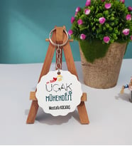 Mesajlı Uçak Mühendisi Tasarımlı Kişiye Özel Hediye Uçak Mühendisi Ahşap Anahtarlık