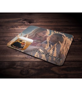Kişiye Özel İki Fotoğraf & İsim Temalı Mouse Pad (Renksiz)
