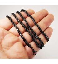 3,5mm İnce Kral Çelik Erkek Kolye Zincir Siyah Model