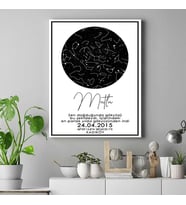Kişiye Özel Doğum Günü Yıldız Haritası Siyah Beyaz Tasarım Poster