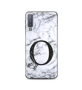 Samsung A7 (2018) Beyaz Mermer Harf Tasarımlı Telefon Kılıfı O-Harfi 