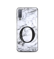 Samsung A7 (2018) Beyaz Mermer Harf Tasarımlı Telefon Kılıfı O-Harfi 