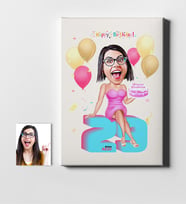 BK Gift Kişiye Özel Doğum Günü Karikatür Kanvas Tablo 50x70cm 10