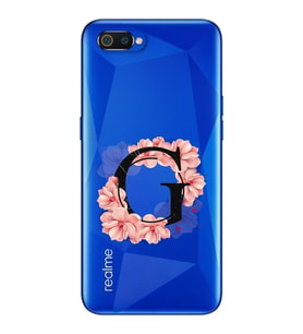 Pembe Çiçekli Harf Tasarım Süper Şeffaf Silikon Telefon Kılıfı Oppo Realmi C2 G-