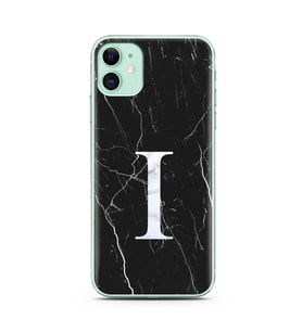 Iphone 11 Siyah Mermer Harf Tasarımlı Telefon Kılıfı I-Harfi 