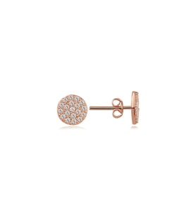 Gümüş Zirkon Taşlı Çıtır Pul Tasarım Küpe (Rose)
