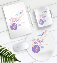 BK Gift Kişiye Özel Yeni İşinde Başarılar Dilerim Defter Kalem Kupa Mouse Pad Seti-2 (Model 1)