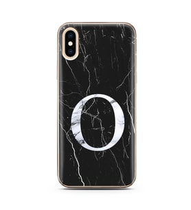 Iphone Xs Max Siyah Mermer Harf Tasarımlı Telefon Kılıfı O-Harfi 