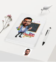 BK Gift Kişiye Özel Bay Kimya Öğretmeni Temalı Karikatürlü Beyaz Defter Kalem Hediye Seti - 1