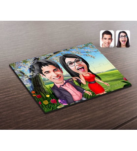 BK Gift Kişiye Özel Sevgililer Karikatürlü Ahşap Puzzle-4