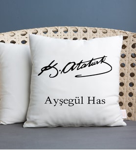 Atatürk İmzalı İsme Özel Yastık