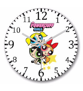 Powerpuff  Girls Duvar Saati    Bombeli Gercek Cam