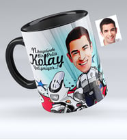 BK Gift Kişiye Özel Bay Polis Karikatürlü Siyah Kupa Bardak  7
