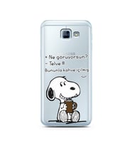 Snoopy Tasarımlı Süper Şeffaf Silikon Telefon Kılıfı Samsung A8 (2016)  