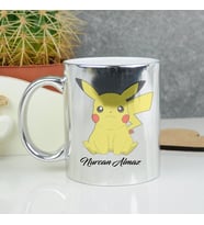 Kişiye Özel Pokemon Pikachu Kupa Bardak (Gümüş)