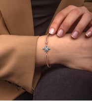 925 Ayar Gümüş Aquamarine Taşlı Umut Çiçeği Bileklik