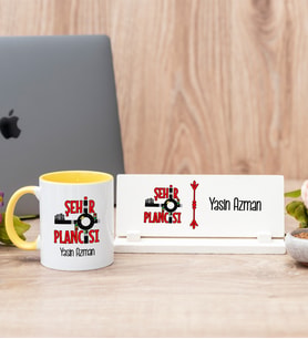 Şehir Plancısı Sarı Kupa Bardak Ve Masa İsimliği Hediye Seti