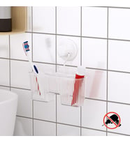 TEKNOTEL DELME VİDA MATKAP YOK! VAKUMLU PLASTİK ÇOK AMAÇLI BANYO FIRÇALIK RAFI BEYAZ DM058