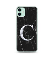 Iphone 11 Siyah Mermer Harf Tasarımlı Telefon Kılıfı C-Harfi 