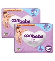 Canbebe Bebek Bezi 4 Beden Aylık Ekonomik Paket 160 lı x 2 Adet