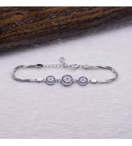 925 Ayar Gümüş Zirkon Taşlı Nazarlı Bayan  Bileklik