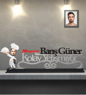 Kişiye Özel Aşçı Karikatürlü Kolay Yetişmiyor Ahşap Biblo Bay-3