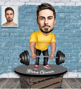Kişiye Özel Sporcu Karikatürlü Ahşap Biblo Bay-7