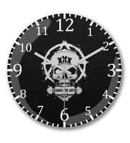 Skate Skull Duvar Saati Bombeli Gercek Cam